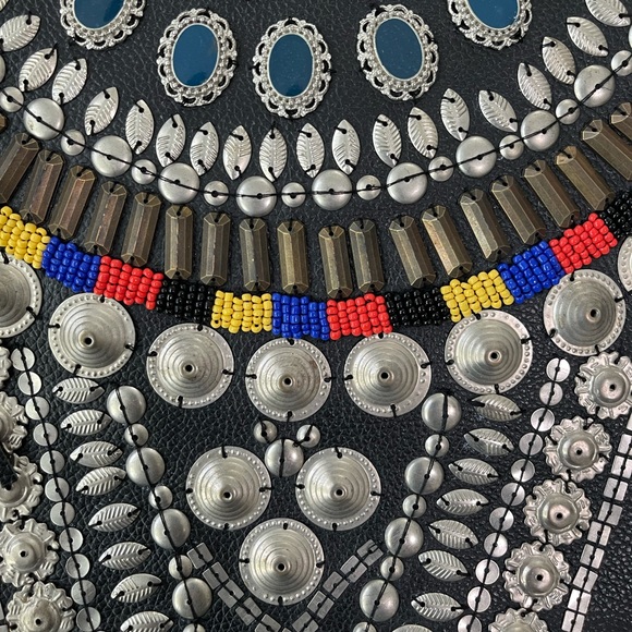 NWT Cleobella Black Leather Embellished Clutch - Picture 6 of 7